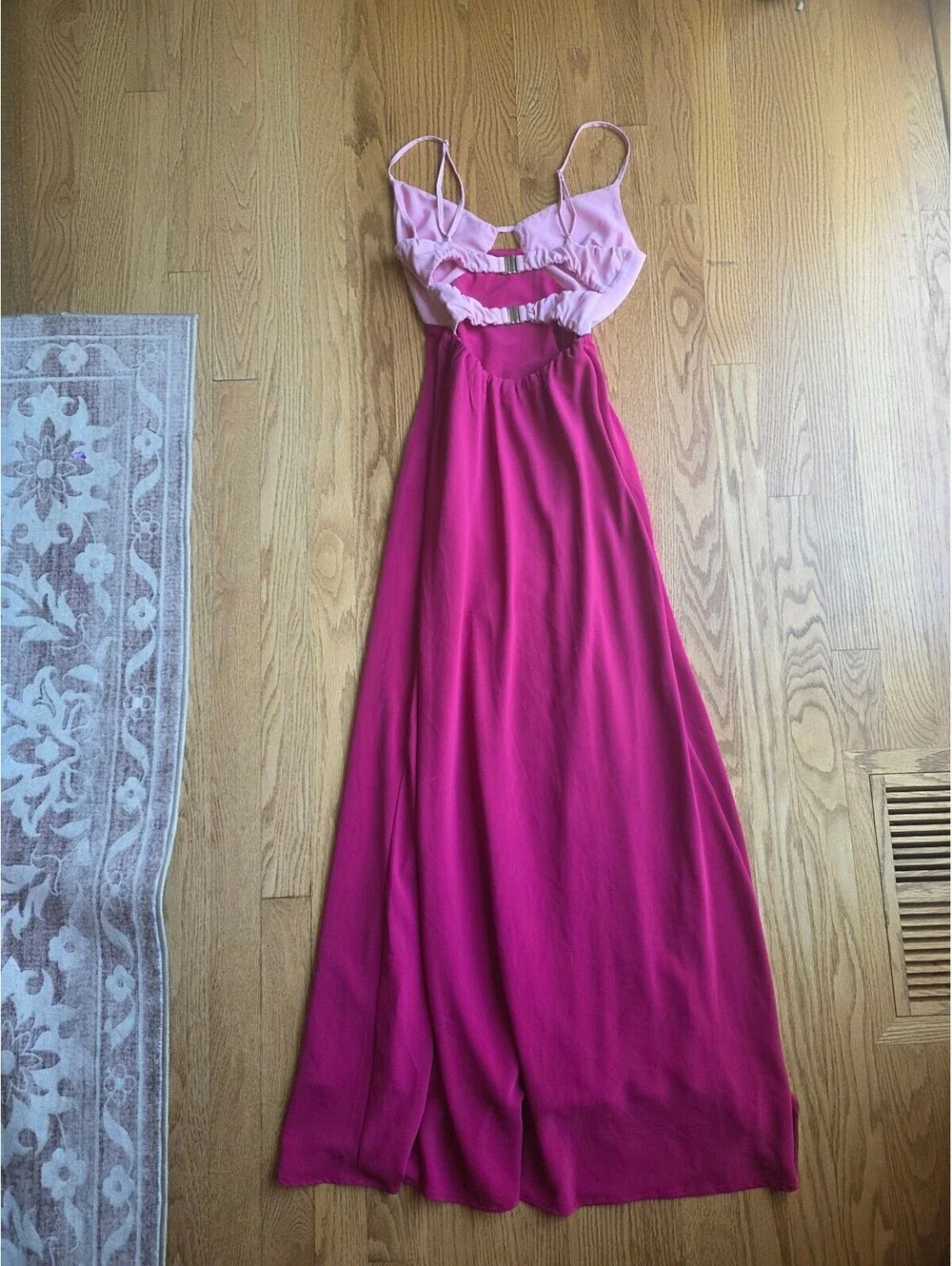 Abercrombie and Fitch Two-tone Colorblock Maxi Dress Hot pink and light Pink